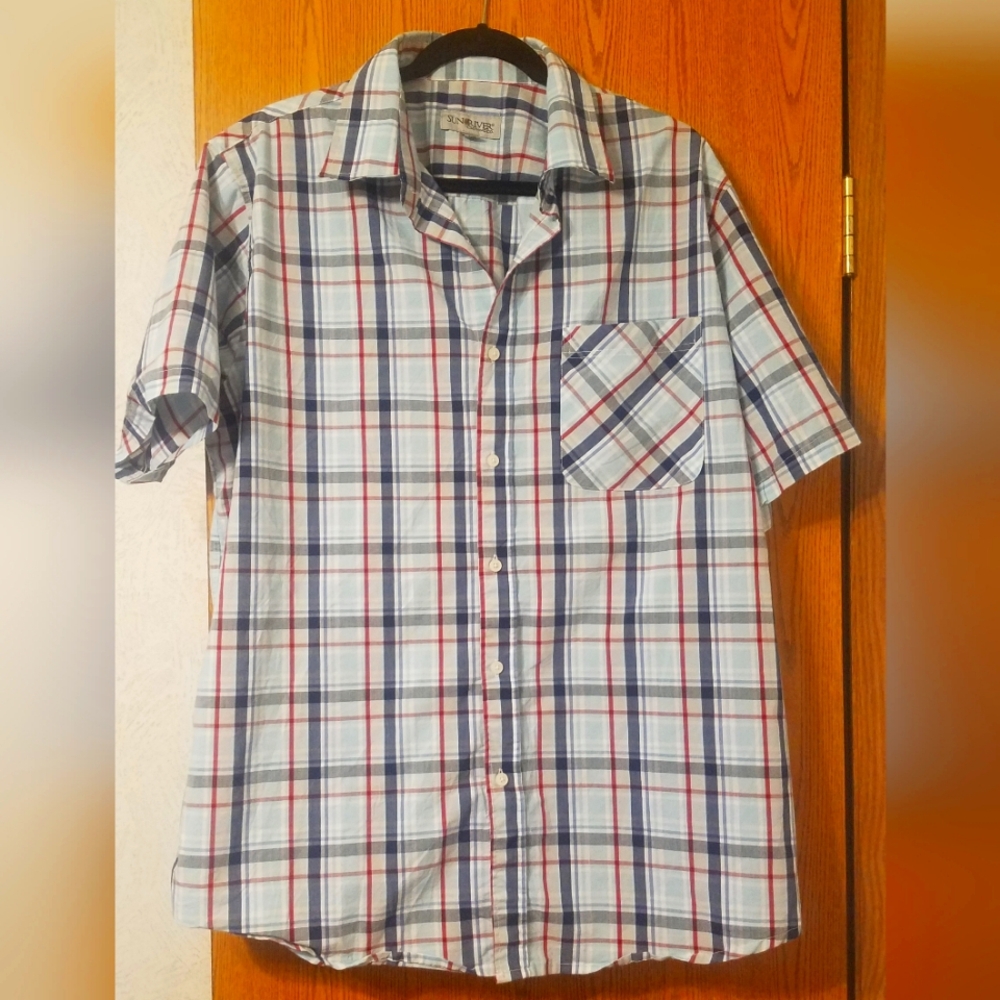 Sun River Casual Plaid Button-Down Shirt XL